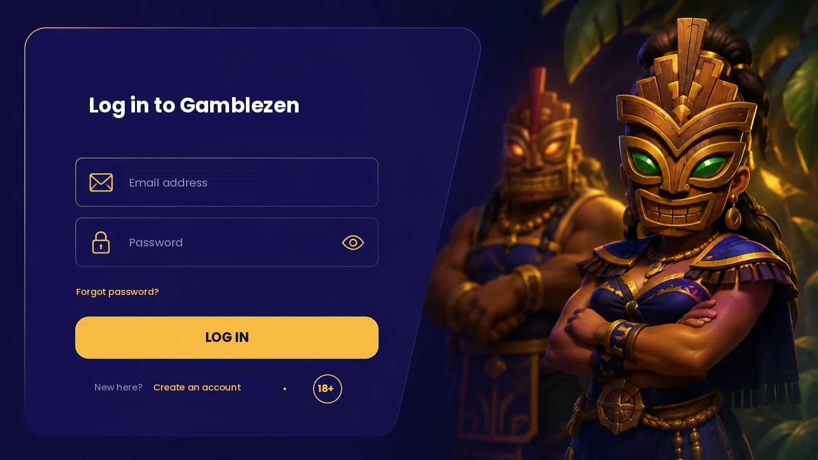 Gamblezen Casino login form on the account screen
